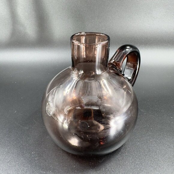 Vintage Mid Century Amethyst Purple Glass Jug Pitcher Container With Handle VTG - Picture 10 of 11